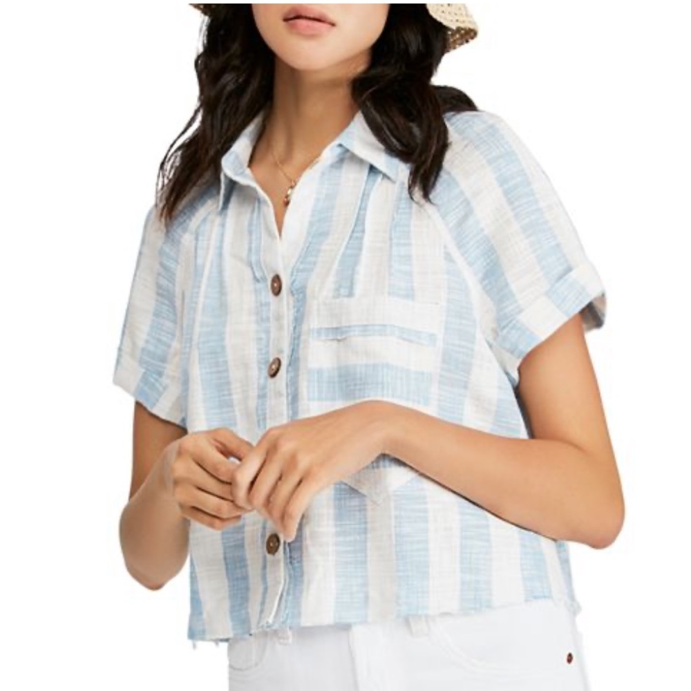 Free people button up crop top